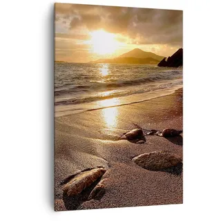 ARTTOR Leinwandbild 70x100 cm Wandbild Landschaften Maritim - 2527 | Strand Wolken Abend Vertikal Groß Wanddekoration Wohnzimmer Schlafzimmer Wandkunst Wanddeko Wand Kunstdruck Küche ARTTOR