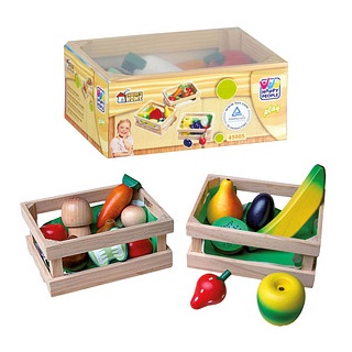 HAPPY PEOPLE® Kaufladen-Zubehör Holzkorb Obst und Gemüse mehrfarbig