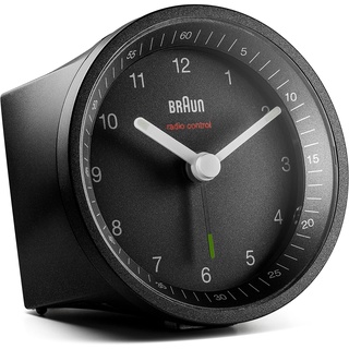 Braun Funkwecker in der Farbe schwarz mit Crescendo-Alarm, Schlummerfunktion und Beleuchtung, BC07B-DCF