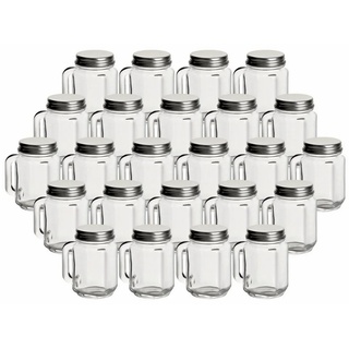 gouveo Schnapsglas Trinkgläser 30 ml mit Schraubdeckel - Mini Trinkglas 0,03 l mit Henkel, 24 Stück