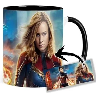 Captain Marvel Brie Larson Tasse Innen & Henkel Schwarz Keramikbecher Mug