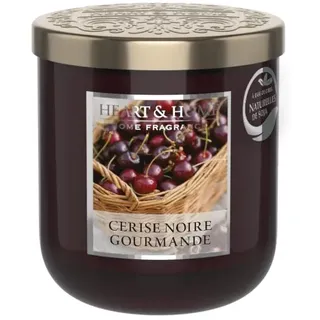 HEART & HOME - Duftkerze auf Basis von natürlichem Sojawachs für Zuhause - Kleines Glas Schwarze Kirsche - Brenndauer 30h - Geschenk, Dekoration und Duft für Zuhause