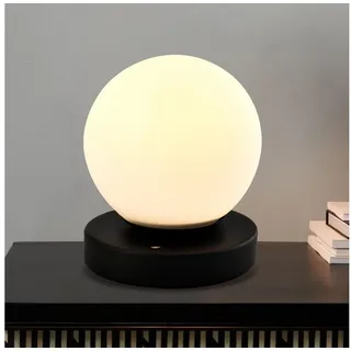 LQWELL Nachttischlampe Nachttischleuchte, Tischlampe Tischleuchte, 3 Dimmstufen USB Wiederaufladbar, LED fest integriert, Warmweiß, Touch Beistelltischlampe Leselampe Kugel Glas schwarz