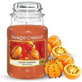 Yankee Candle Duftkerze| Spiced Orange | Brenndauer bis zu 150 Stunden|Große Kerze im Glas
