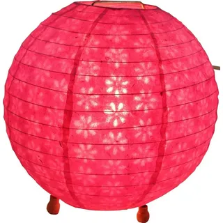 Guru-Shop Tischleuchte Coronada round Reispapier Tischlampe - Ø 35 cm.., Leuchtmittel nicht inklusive rosa