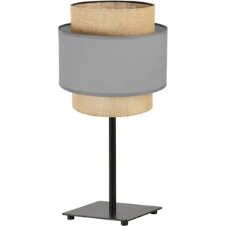 Light-Home Boho Lampenschirm Tischlampe Modern - Elegante Nachttischlampe für Schlafzimmer Wohnzimmer - Tischleuchte E27-47,5x20 cm - Grau und Jute
