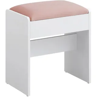 VASAGLE Hocker für Schminktisch Samt 45 cm x 45 cm x 8,6 cm Weiß-Rosa
