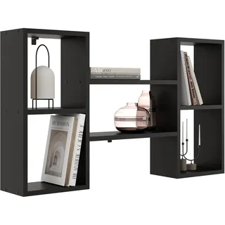 KUBUTKU Dekorativ Wandregal mit 5 Böden 102x60x18 Design Skandinavischer Modern für Wohnzimmer Küche Büro Schlafzimmer Badezimmer Hängeregal Bücherregal (Schwarz)