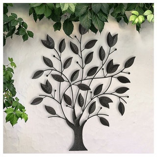 etc-shop Wanddekoobjekt, Außen Wand Bild Terrassen Skulptur Laub Baum Blätter Äste