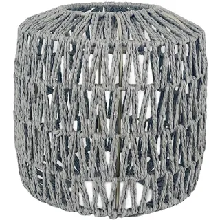 Fenteer Pendelleuchtenschirm Retro-Stil Leuchte Geflochtener Rattan-Deckenleuchtenschirm Korb-Lampenschirm für die Dekoration des Hotelküchen-Esszimmers , Quadratisch rund Grau