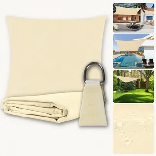 gardlov Sonnensegel Rechteckig 3x2 m für zuverlässigen Sonnenschutz Wasserdicht inkl. Befestigung Garten Strand Camping 23163, Farbe:Beige - Beige