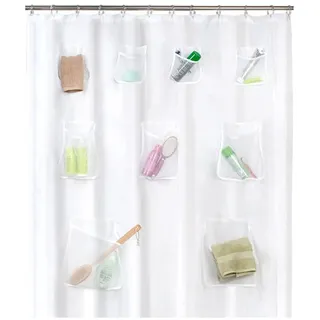Hosuho Transparenter PEVA Duschvorhang Liner Wasserdicht Durchscheinend Duschvorhang Liner Mit Taschen Transparenter Türvorhang Badezimmer Dusche 180 x 180 cm
