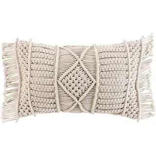 MACOSA U1609956 Deko-Kissen Boho Creme Beige 30x50 cm Muster Reißverschluss inkl. Füllung Sofakissen Dekokissen Zierkissen Couchkissen rechteckig