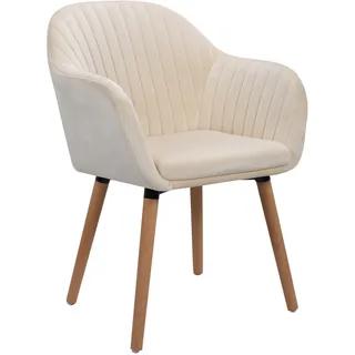 1x Esszimmerstuhl Küchenstühle Wohnzimmerstuhl Stuhl aus Samt Cream BH95cm-1