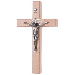 Luda Studio Wanddekoobjekt, Kreuz des heiligen Benedikt mit dem Passionskreuz beige