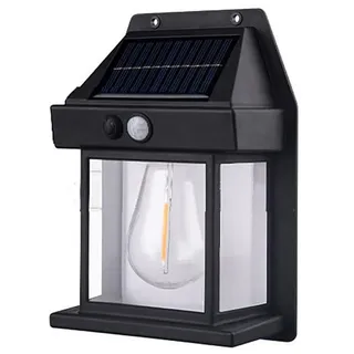 LUCKKY Solar Wolfram Wandleuchte für den Außenbereich, Solar LED Wandlampe, solarlampen für Außen mit Bewegungsmelder, IP65 Wasserdicht, Solarzaunleuchten für Außen Garten (Schwarz)