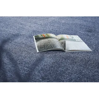 Andiamo Teppichboden Portland, Velours, Gesamthöhe 11 mm, Made in Netherlands, rechteckig, Uni Farben, Breite 400 cm, Wohnzimmer, strapazierfähig, pflegeleicht blau 400 cm x 200 cm