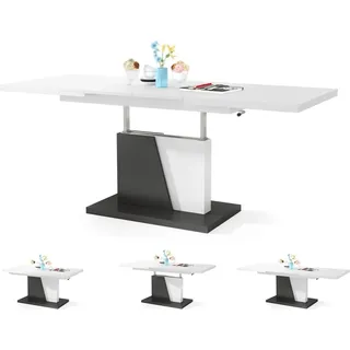 Esszimmertisch Grand , Esstisch , bis 180cm ausziehbar , höhenverstellbar , Küchentisch , Kitchen Table , 120x70cm , 05 , Weiß+Anthrazit - Weiß/Grau