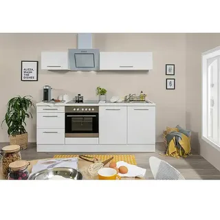 Respekta Premium Küchenzeile RP210WWCBO  (Breite: 210 cm, Weiß, Mit Elektrogeräten)