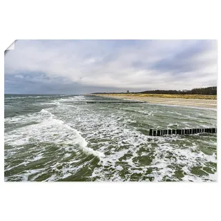 ARTLAND Wanddeko Poster & Kunstdrucke Wandposter 60 x 40 cm Ostsee Strand Meer Naturlandschaft mit Buhnen & Wellen Maritime Deko U6FD