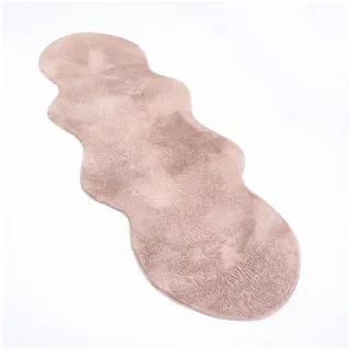 Paco Home Fellteppich »Pelt 640«, fellförmig, 16 mm Höhe, Kunstfell, Uni Farben, sehr weicher Flor rosa 70x200 cm