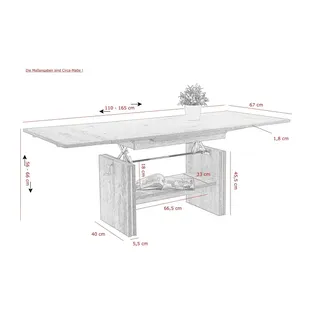 Funktionscouchtisch   ¦ holzfarben ¦ Maße (cm): B: 67 H: 66