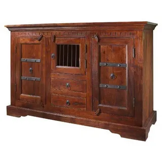 MASSIVMOEBEL24.DE Kommode Akazie 130 x 85 x 50 cm Nougat lackiert