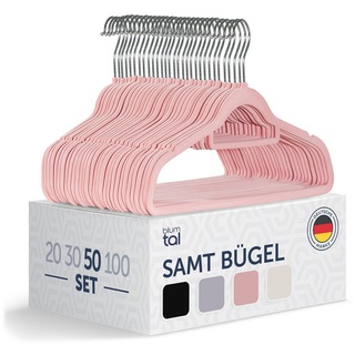 Blumtal Kleiderbügel Rutschfest - Samtoptik - Platzsparend, (50-tlg), Premium inkl. Krawattenhalter, 360° drehbar, Anti-Rutsch Bügel rosa