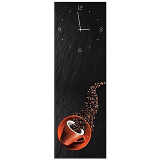 Levandeo® Wanduhr (Wanduhr aus Glas 20x60cm Uhr als Glasbild Kaffee Bohnen Design)
