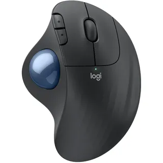 Logitech Ergo M575S kabellose Trackball-Maus, kabellose ergonomische Maus mit Bluetooth und verschlüsseltem Dongle, komfortable Daumensteuerung, für PC/Mac - Grafit