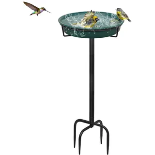 Giyiprpi 35.5in Vogeltränke Vogelbad Futter Schale Wasserstelle Stehend, Vogelbad Garten für Wildvögel Wassertränke für Vögel, Vogeltränke Groß Frostsicher Winterfest Vogeltränke (grün)