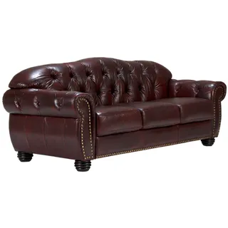 Woodkings Couch Leder 3-Sitzer Rot