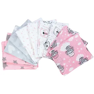 TupTam Baby Mullwindeln Spucktücher 70x80 5er / 10er Pack, Farbe: Mädchen 6, Anzahl der Teile:: 5er Pack