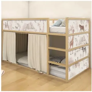 WANDKIND Wandtattoo Aufkleber für IKEA KURA Kinderbett Safaritiere (Ohne Möbel) IKB502, wieder ablösbar