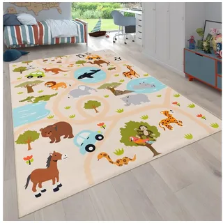 Paco Home Kinderteppich Bino 580, rechteckig, Höhe: 4 mm, Spielteppich, Motiv Straße & Autos, Kinderzimmer bunt 240 cm x 340 cm x 4 mm