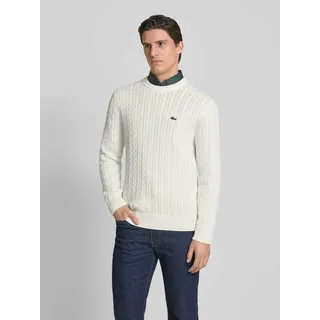 Strickpullover mit Label-Detail, Offwhite, L