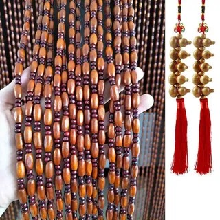 NIANXINN Holz Perlenvorhang,Handarbeit Natur Türvorhang,Hängende Dekoration Raumteiler,Insektenschutz Vorhang Fadenvorhang Für Türen,Wohnzimmer,Anpassbar,Breite x Höhe (90cm x 200cm(46 Stränge))