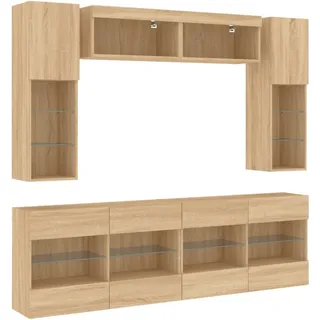 vidaXL 6-tlg. TV-Wohnwand 30 cm x 60,5 cm Braun Glas/Holz/Holzwerkstoff