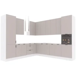 hi-markt Winkelküche, Beige, Holzwerkstoff, Nachbildung, einzeln stellbar,L-Form,Formgebogen, 310x247x290 cm, Küchen, Eckküchen, Eckküchen ohne Geräte