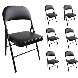 Stalwart Klappstuhl Gästestuhl bis 130 kg klappbar schwarz für Gäste und Veranstaltungen (6er Set), gepolstert, vormontiert, Stabil schwarz