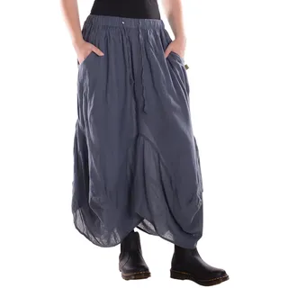 Vishes Langer Rock Damen Asymmetrisch Ballonrock Baumwolle Taschen - Alternative Mode - Einheitsgröße