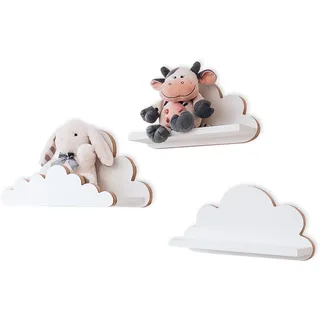 MOLILAND 3er Set Wandregal Kinderzimmer Weiß | Babyzimmer Wolkenregal für Bücher, Spielzeug und Dekoration | Regal Wolke aus Holz | Skandinavischen Stil | Schweberegal Wanddeko Venezia- Elegance