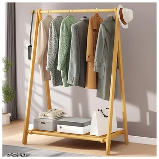 BEARQUN kleiderständer aus Holz - kleiderständer aus Massivholz mit Hutablage - Garderobenständer mit Haken - kleiderständer klappbar - bis 80 kg - für Flur, Wohnzimmer - 60/80/100/120CM