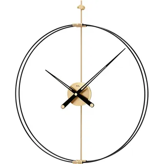 Wanduhr AMS "W9655", grau (messingfarben), Wanduhren, B/H/L: 60cm x 9cm x 70cm, Wanduhr, Quarzuhr,Wohnzimmer,Esszimmer,Küche,Arbeitszimmer,Büro,Flur