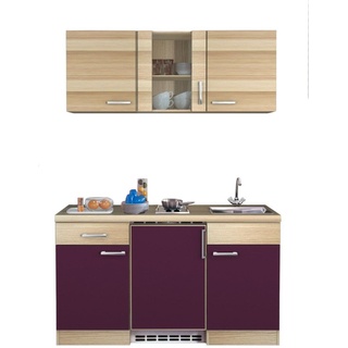 Singleküche mit E-Geräten - 150 cm breit - Aubergine Akazie – Otto