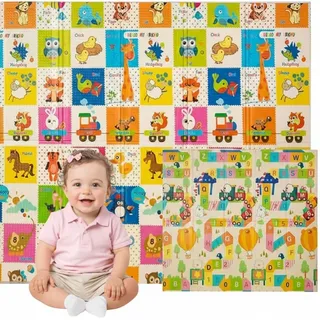 Edibaby, Krabbelmatte Baby, 180 x 150 cm, 1 cm Dicke, XPE Gepolstert, Teppich Spielmatte, Krabbeldecke, Spielteppich Kinder, Kinderteppich für Babyzimmer (Playground Edition | 180x150 | 1cm)