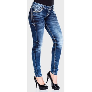 Cipo & Baxx Slim-fit-Jeans mit bestickten Taschen blau 26