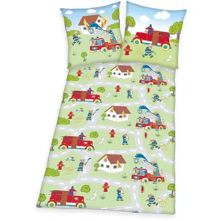 Bettwäsche Set mit Feuerwehr 2 tlg.  80 x 80 und 135 x 200 cm