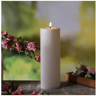 MARELIDA LED-Kerze XXL LED Kerze für Außen flackernd H: 30cm D: 10cm outdoor Timer weiß weiß