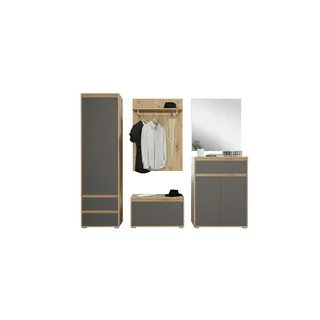 Garderoben-Set , grau , Maße (cm): B: 236 H: 190